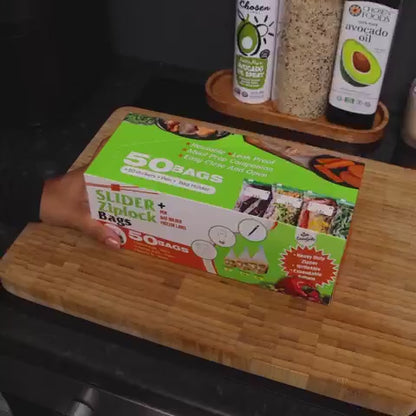 Reusable Ziplock Food Storage Bags (50PCS) – Leakproof, BPA Free & Reusable